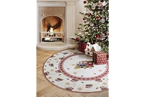 Villeroy & Boch Toy's Delight Limited Edition Christmas Train - Baumrock Weihnachten, Christbaum Teppich Rund, Weihnachtsbaumdecke, Christbaum Decke, Tannenbaum & Weihnachtsbaum - Creme Rot, Ø 160 cm