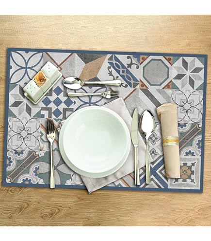 Matches21 Set 4 Tovagliette Borda In Plastica Tessuta – Rame E Terracotta, 46x33 Cm, Lavabili, Per Interni/Esterni