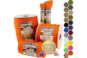 TOUGH-GRID PC50 750lb Linka paracord – 100% nylon Specyfikacja wojskowa Typ IV – Zastosowanie: wojsko, kemping, wypadki - Neon (Safety) pomarańczowy