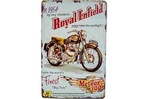 LUCKYLINDE Tabliczka blaszana w stylu retro — motocykl, motorower oldtimer tabliczka pasuje dla fanów i kolekcjonerów Royal Enfield. Tabliczka warsztatowa 30 x 20 cm