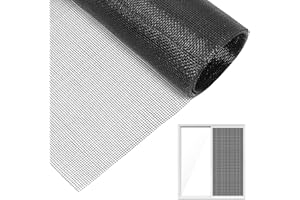 BRELET Rete Zanzariera per Finestra, 120 x 250CM Fibra di Vetro Telo Ricambio, Zanzariera per Finestre e Porte, Realizzazione Zanzariere a Telaio Fisso, Tagliabile Rotolo Colore Nero