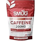 SMUG Supplements Caffeine Tablets - 100 Fast Release 200mg Pills - Improve Focus and Boost Performance and Energy - Vegan Fri