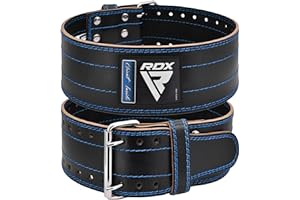 RDX 4” Cintura Palestra Sollevamento Pesi, Vacchetta Pelle 6 mm Spessore, IPL USPA Approvato, Schiena Lumbare Supporto 12 Regolabile Fori Powerlifting Bodybuilding Fitness Gym Allenamento, Uomo Donna