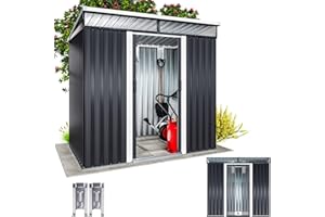 GARDEBRUK® Cobertizo de Jardín 2m² 200x125x180cm cm 2 Ventanas Caseta Metálica Exterior 4m³ con Base Puerta Corrediza Antracita