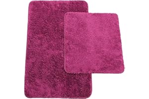 Brandsseller dywaniki łazienkowe, zestaw 2-częściowy, składa się z dywanika łazienkowego: ok. 50/80 cm i dywanika do WC ok. 45/50 cm; Kolor: fioletowy