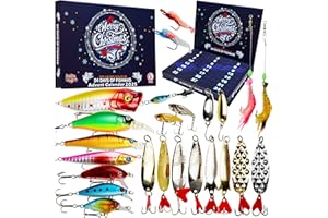 KreativeKraft Calendario Avvento 2025 Uomo Ragazzo Pesca Accessori Countdown Natale Calendari Avvento 24 Sorprese Esche da Pesca Regali per Lui