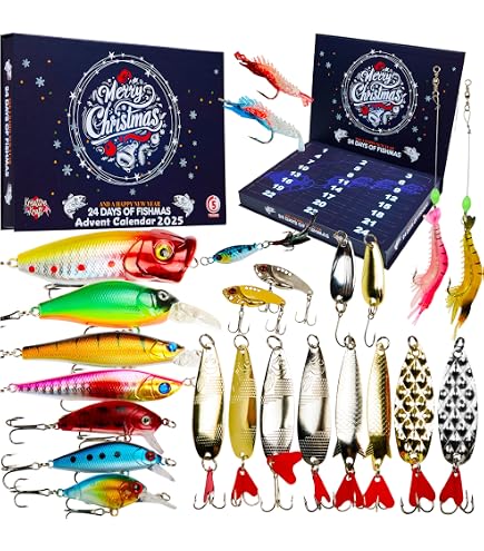 Calendario Dell'Avvento 2024 Per Pescatori – 24 Giorni Di Esche E Accessori Da Pesca, Regalo Per Uomo, Papà, Marito