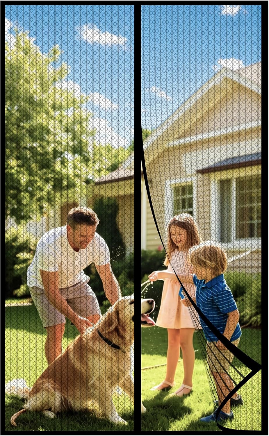 DIKER Mosquitera Cortina Puerta Magnetica Imantada Exterior Corredera, Antimosquitos con Imanes, Tela Mosquiteras de Ventanas para Puertas del Balcón, Magnético Automático(90x210cm,negro)