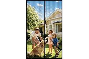 DIKER Mosquitera Cortina Puerta Magnetica Imantada Exterior Corredera, Antimosquitos con Imanes, Tela Mosquiteras de Ventanas para Puertas del Balcón, Magnético Automático(90x210cm,negro)