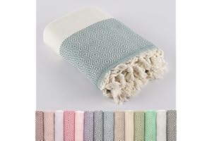 LUCIDUS Strandtuch – 100% Türkische Baumwolle, Schnell Trocknend & Sandfrei, 100x200 cm Saunatuch Hamamtuch Damen & Herren – Leicht & Ideal für Reise, Bad, Yoga, Camping (Kiefergrün Diamant)