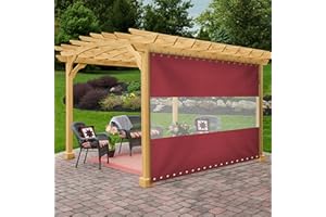 Covers & All Outdoor Clear Panel Curtain, 18 Oz Tarp Tuff Waterproof & UV Resistant Material with Rustproof Grommets, Multi-Purpose Ideal for Outdoors/Indoors (8' H x 10' W feet, Red)