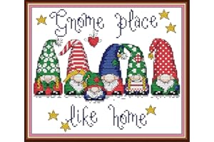Joy Sunday Full Range of Embroidery Starter Kits Stamped Cross Stitch Kits Beginners for DIY Embroidery 11CT 3 Strands-Colorful Christmas Hats 35cmX28cm