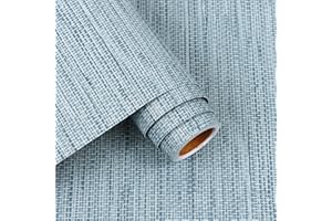 ARTHOME WALL DECOR Arthome Vinilo Adhesivo Muebles 44cmx3m Azul Lino Grasscloth Texturizado Papel Pintado,Autoadhesivo Removible Contacto Papel Adhesivo para Dormitorio Estar Armario,Revestimiento mural adhesivo