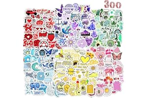 AIRNOGO Pegatinas 300 Bonitas Divertidas Stickers de Colores, Impermeable Vinilo Pegatinas para Scrapbooking Journaling Diario Botella Agua Tablet Ordenador Portatil Maletas Skateboard Bici Patinete etc