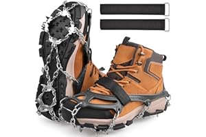SHADDOCK Crampons à neige avec 19 dents en acier inoxydable - Pour chaussures de montagne, escalade, trekking, hiver et extérieur