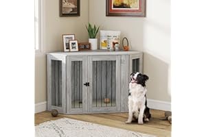 PawHut Dog Crate Furniture, Side Table Dog Kennel with Cushion, Large Door, for Large Dogs - Grey