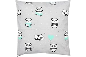 TupTam Federa per Cuscini per Bambini con Motivi Decorativi, Panda Menta/Punti Menta, 50 x 50 cm