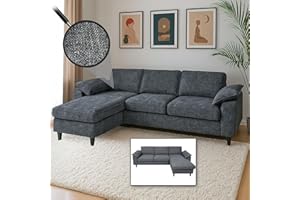 Mendler Sofa-Garnitur HWC-O71, Couch Sofa Ecksofa L-Form, Liegefläche Links/rechts, Stoff/Textil Holz 84x229x140cm - dunkelgrau