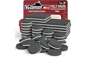 ‎YELANON Yelanon Möbelgleiter 80 Stück filzgleiter selbstklebend, Filz für stühle, kratzfester Bodenschutz für Möbelfüße, Chair Leg Floor Protectors,Schwarz