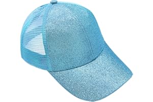 YeeHeen Baseball Cap for Girls Criss Cross Ponytail Baseball Hats Rainbow Glitter Sun Cap