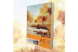 ESENG® Papel de acuarela, A5 - 40 hojas - 300 g/m² - blanco, almohadilla de acuarela pulpa de madera, bloc de acuarela, Watercolor paper, para acuarela, dibujar y pintar