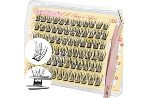 LASHVIEW Self Adhesive Lash Clusters Eyelashes,Press-on Lashes 10-16mm Individual Lash Extension Kit with Lash Tweezers,No Glue Needed Natural Self Adhesive DIY Eyelash Extension Kit 60pcs (Z58)
