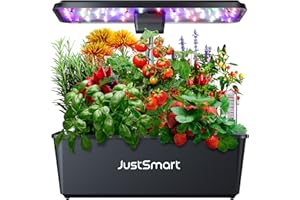 JustSmart Sistema di coltivazione idroponica con funzione timer, sistema idroponico con luce a LED da 36 W e serbatoio dell'acqua da 5 l, set idroponico regolabile a 58 cm, basso livello di rumorosità