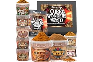 CINDER & SQUATCH Curry Gift Set with 9 Authentic Spice Pots + Recipe Book | Authentic Curry Powders Kit | Spice Gift Box for Curry Lovers