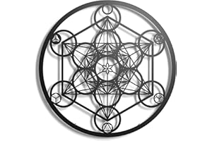 KELULY Decoración de metal. Escultura de pared flotante, con sombras, de acero. (43 x 31 cm., Cubo Metatron)