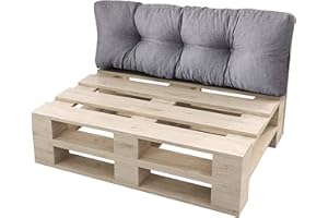 sunnypillow Coussin Dossier pour Palette Euro Canapé Jardin Salon - Extérieur - Appui 120 x 40 cm - Gros Coussins Mobilier Jardin Banquette - Différentes Tailles et Couleurs à Choisir - Gris