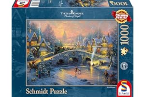 Schmidt Spiele 58450 - Thomas Kinkade "Winterliches Dorf", 1000 Teile Puzzle