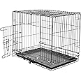Amazon Basics Foldable Metal Wire Dog Cage/Crate/Carrier with Tray, Single Door, 24 Inch, Black