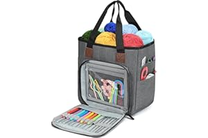 KEYHOT Handarbeitstasche Groß, Projekttasche, Stricktasche für Unterwegs, Aufbewahrung Stricken Tasche, Garntasche, Crochet Bag, Nur Tasche, Keine Zubehörteile(Grau)