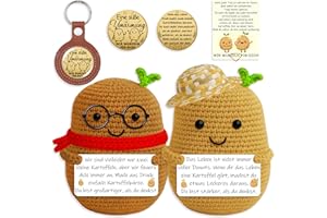 EureKaEr 2 Stück Pocket Hug Positive Kartoffeln, Lustige Strickwolle Kartoffeln mit süße Umarmung Glücksbringer, Mutmacher Geschenk für Frauen, Gute Besserung Geschenk, Süße Einschulung Geschenkidee