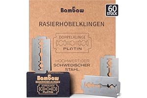 ‎BAMBAW Bambaw – 60 scharfe Rasierklingen für Rasierhobel, aus schwedischem Edelstahl, Ersatzklingen für Rasierhobel Damen und Herren