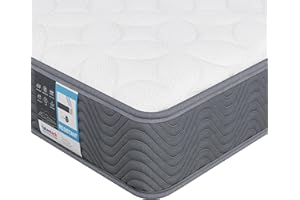 Yaheetech Single Mattress 3ft Pocket Sprung and Memory Foam Mattress, Medium Firm, Gray 90x190x20cm