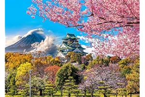 HUADADA Osaka Castle Jigsaw Puzzles for Adults 1000 Piece Fuji Cherry Blossom Jigsaws 1000 Pieces for Adults Gifts