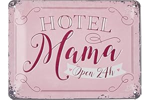 Nostalgic-Art Cartel de Chapa Retro Hotel Mama – Idea de Regalo para mamás, metálico, Diseño Vintage para decoración Pared, 15 x 20 cm
