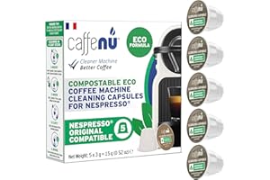 Caffenu | Capsules De Nettoyage Nespresso Eco | Pour un café savoureux | Capsules de nettoyage de café | À combiner avec le kit détartrant Nespresso | Complétez votre kit de Barista