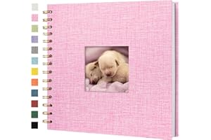 Hiwhy Album Fotografico con Copertina in Lino, Libro dei Ricordi con Pagine Bianche Kraft con Copertina Rigida 20,5 x 20,5 cm, per Viaggi, Libro Degli Ospiti, Matrimonio, Natale (20 fogli/40 pagine)