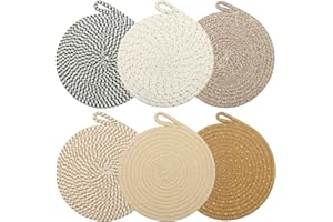 Omtofo 6 Pezzi Sottopentola In Cotone A Filo, 20cm Sottopentola Cucina Di Cotone Sotto Pentola Da Cucina Per Cucinare In Cucina, Adatto Per Tazze, Piatti, Ciotole E Pentoleh (6 Colori)