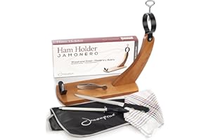 Support à Jambon + Couteau + Fusil à Aiguiser + Couvre Jambon + Torchon + Pinces - Jamonprive
