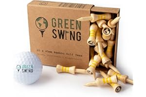 Green Swing Bamboo Golf Tees 45mm | Strong Sustainable Biodegradable | 20pcs