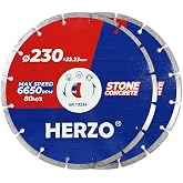 HERZO 230mm 230mmx22.23mm Diamond Cutting Disc for Masonry Brick Reinforced Concrete Stone Cutting