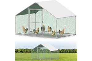 KIDSBUDDY Gallinero Exterior 3X2M,Gallinero de Acero Galvanizado,Jaula para Gallinas con Candado,Techo de Sombra Recubierto de PVC,Cercado Libre para Gallinas,Jaula para Gallinas,Mascotas,Pájaros,Animales