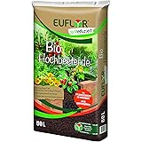 Euflor Bio Hochbeeterde 60 L Sack, als Pflanzschicht im Hochbeet, mit Naturdünger und Vitalhumus