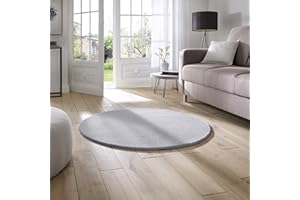 Taracarpet Supersoft kurzflor Teppich Fiona Wohnzimmer Schlafzimmer Kinderzimmer Flur Läufer waschbar rutschfest Uni grau 120 cm rund