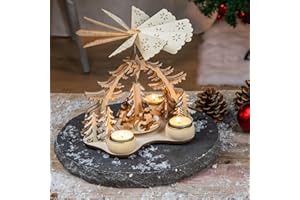 Benelando Weihnachtspyramide Holz Teelichter Holzpyramide Weihnachten Krippe Pyramide