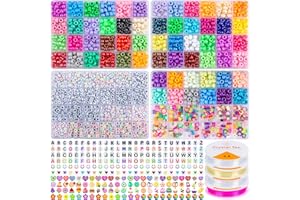 HONGTEYA 2300pcs Pony Beads for Bracelets Making Kit,60 Colors 1200pcs Pony Beads Bracelet Kit with 960pcs Letter Beads and 120pcs Clay Beads,for Kids Bracelets Jewelry Making DIY Craft
