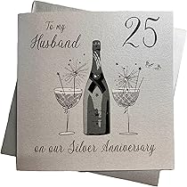 WHITE COTTON CARDS Husband 25th Silver Wedding Anniversary